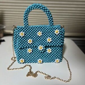 Bouffants and Broken Hearts Beaded Daisy Crossbody Purse